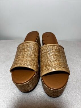 a new day Tan Woven Platform Slide Sandals